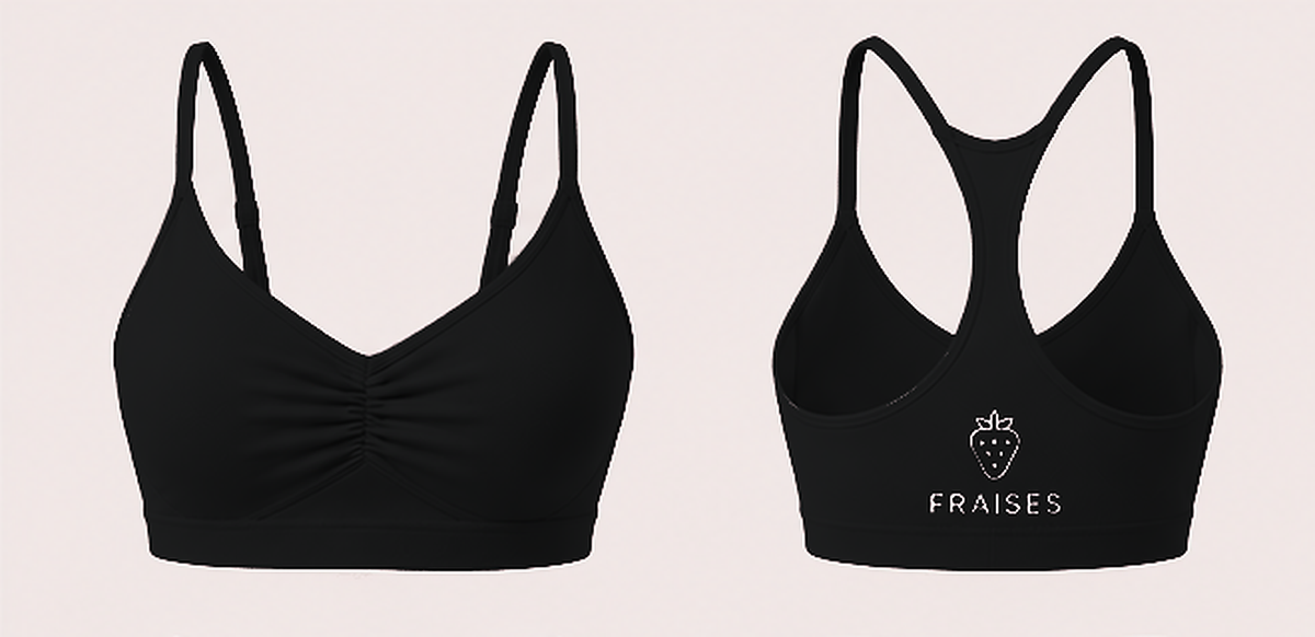 FRAISES Signature Bra in Black with complete strawberry logo