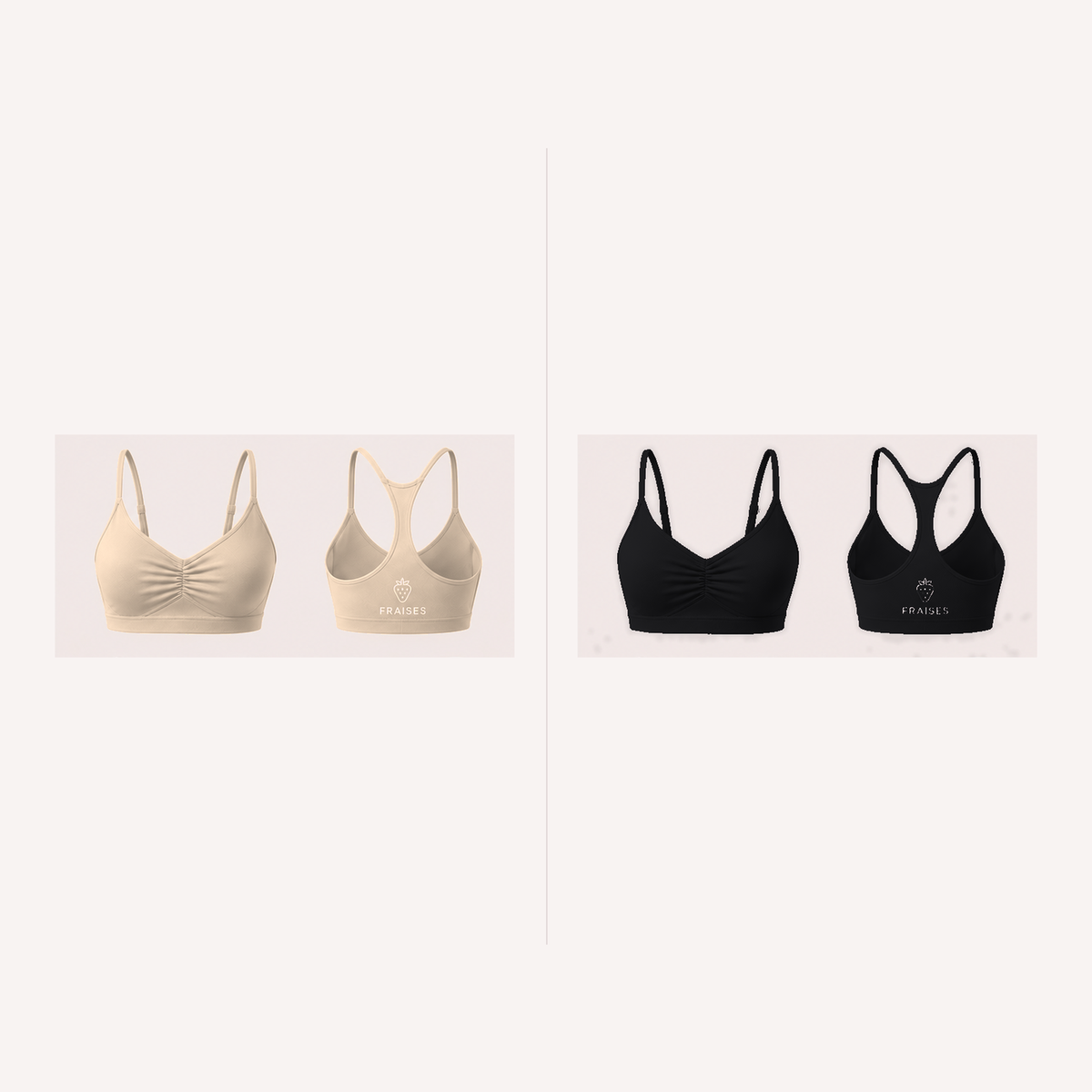 FRAISES Bra Duo in Beige and Black