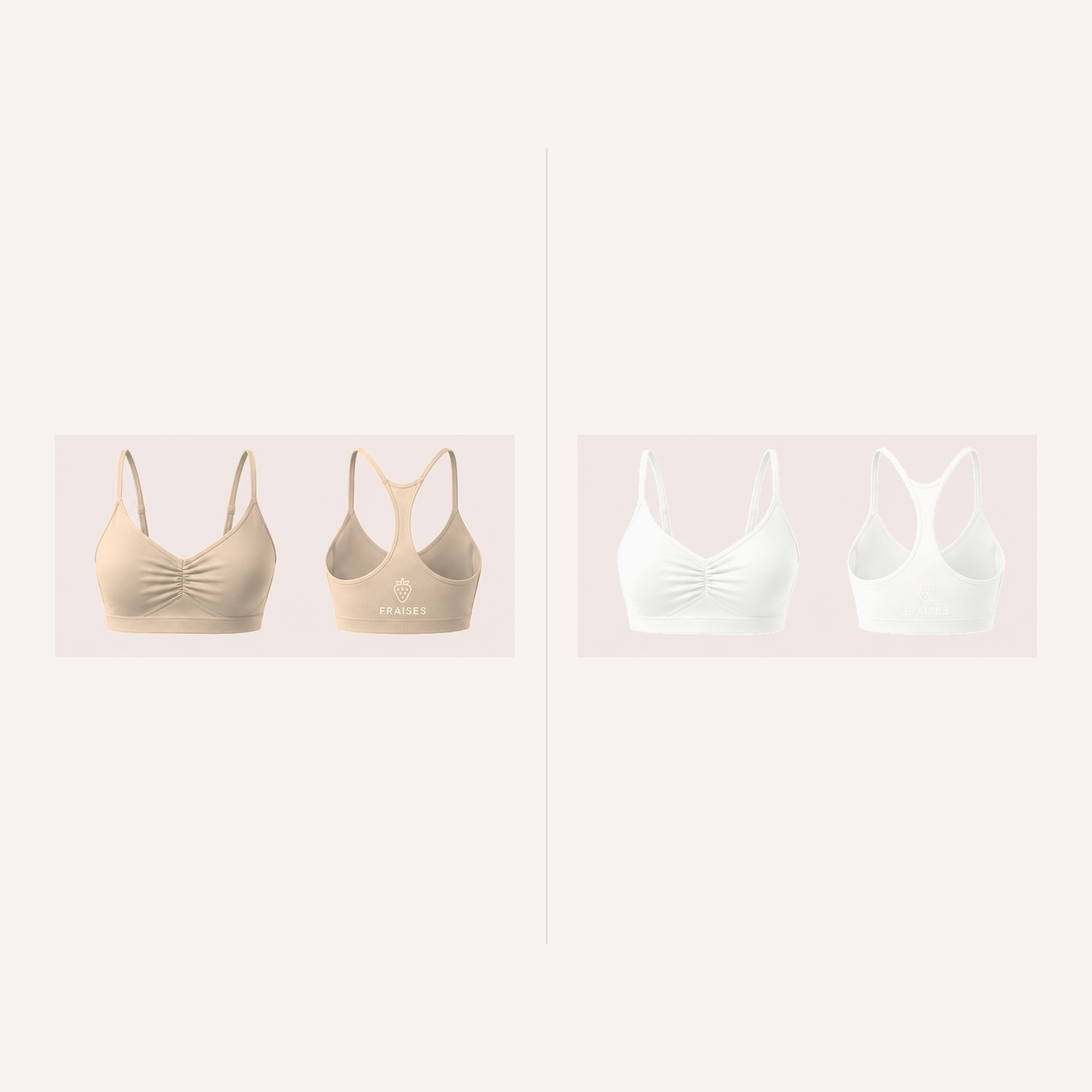 FRAISES Bra Duo in Beige and White