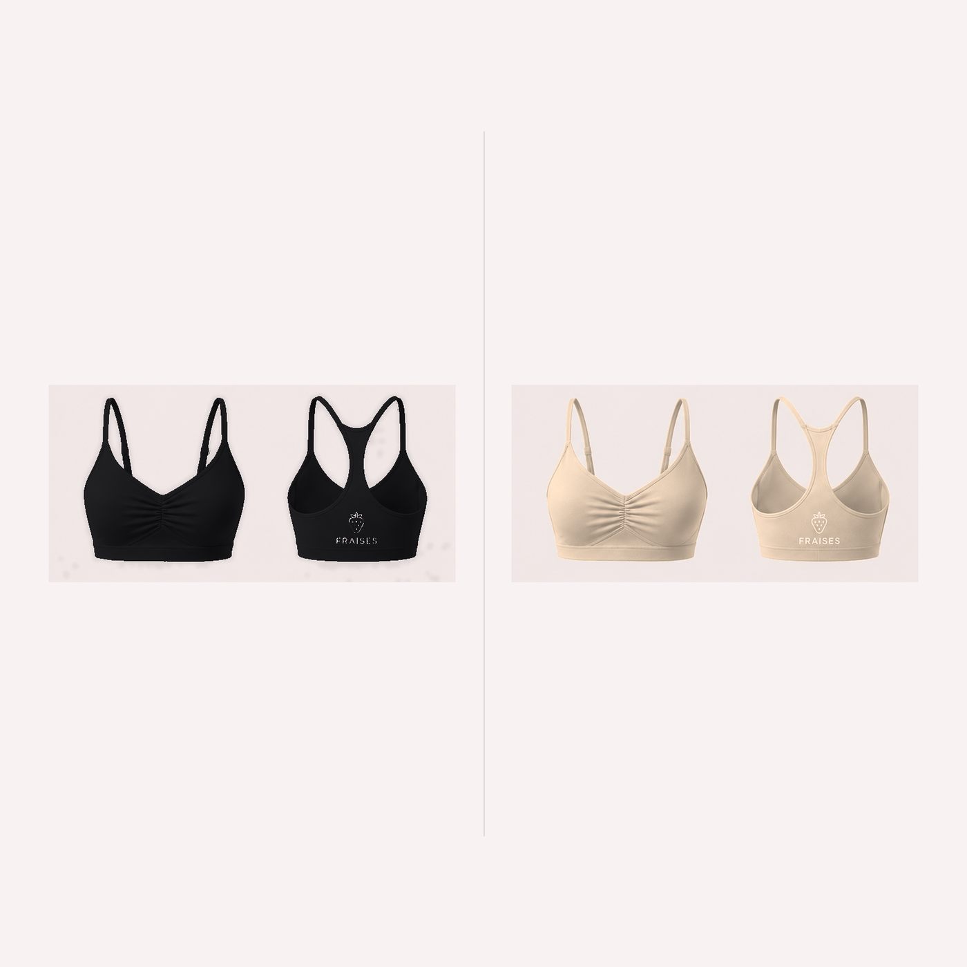 FRAISES Bra Duo in Black and Beige