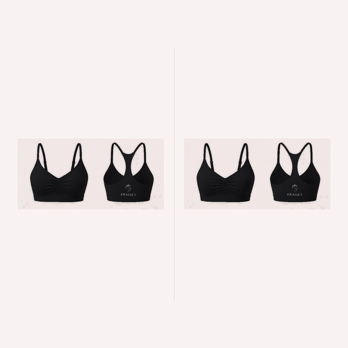 FRAISES Bra Duo in Black and Black