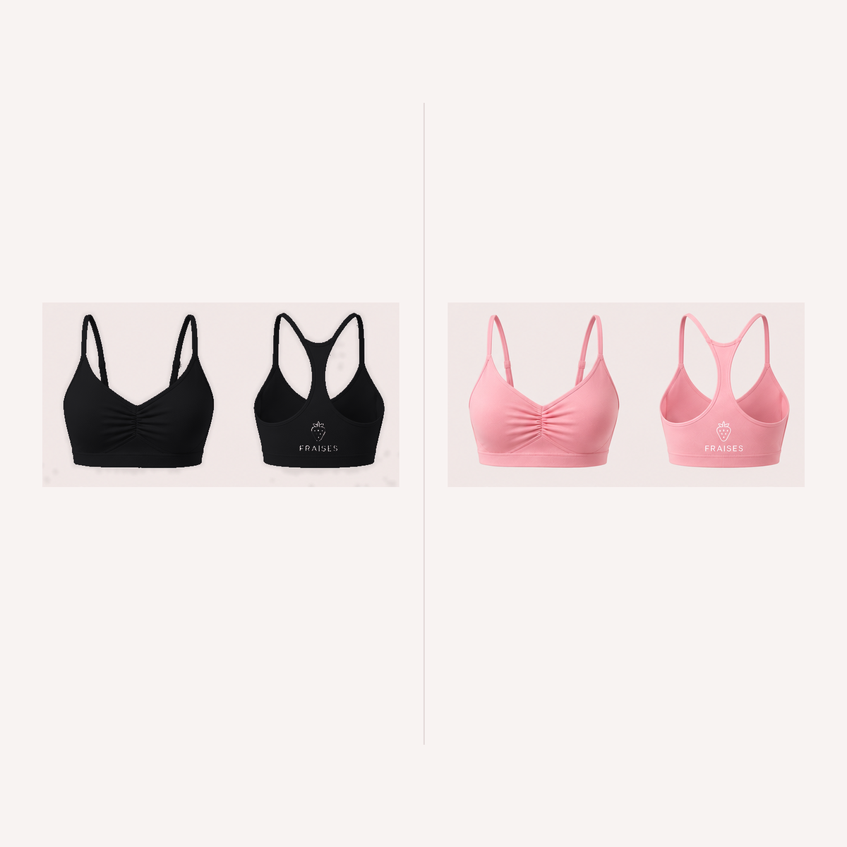 FRAISES Bra Duo in Black and Strawberry Shortcake Pink