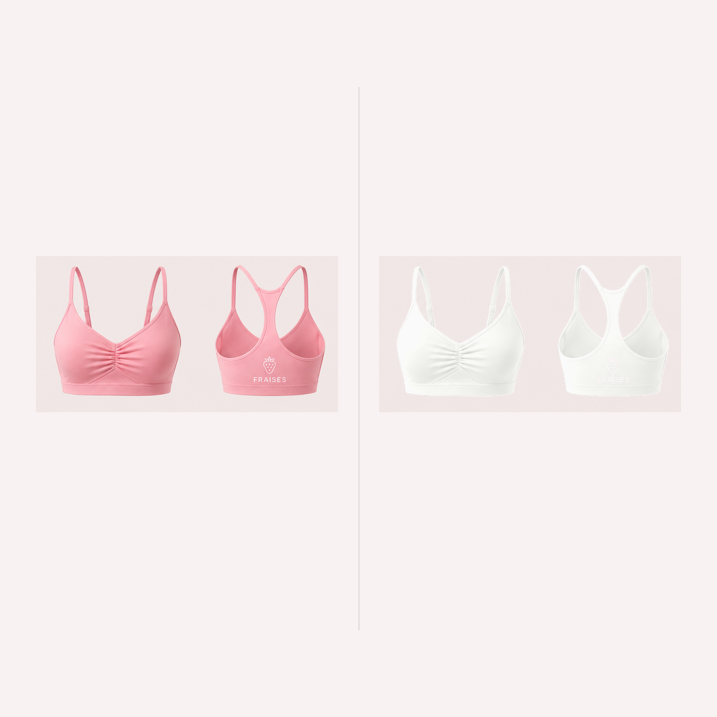 FRAISES Bra Duo in Strawberry Shortcake Pink and White