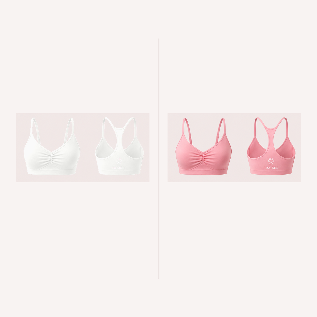 FRAISES Bra Duo in White and Strawberry Shortcake Pink