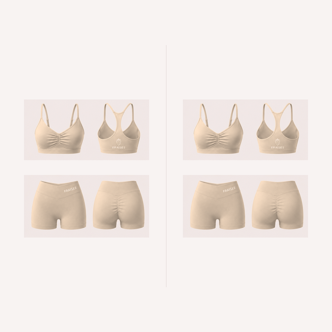 FRAISES Duo Set in Beige and Beige