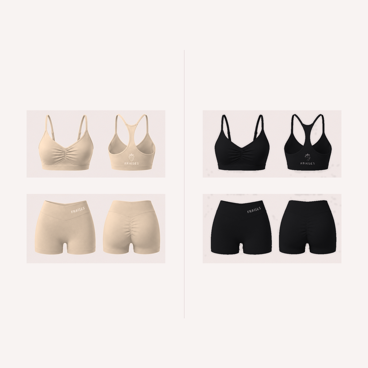 FRAISES Duo Set in Beige and Black