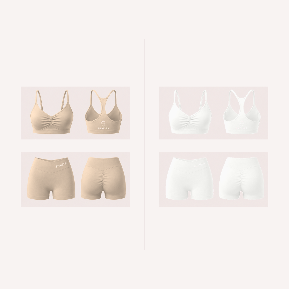 FRAISES Duo Set in Beige and White