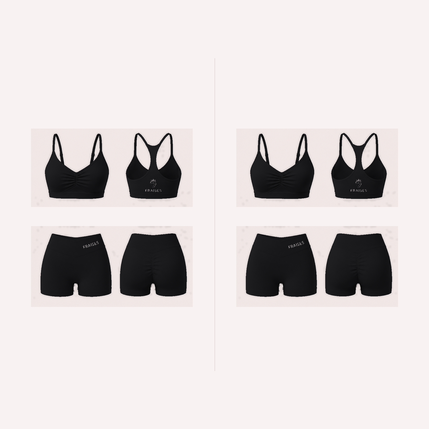 FRAISES Duo Set in Black and Black