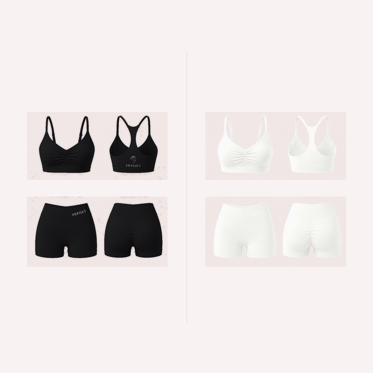 FRAISES Duo Set in Black and White