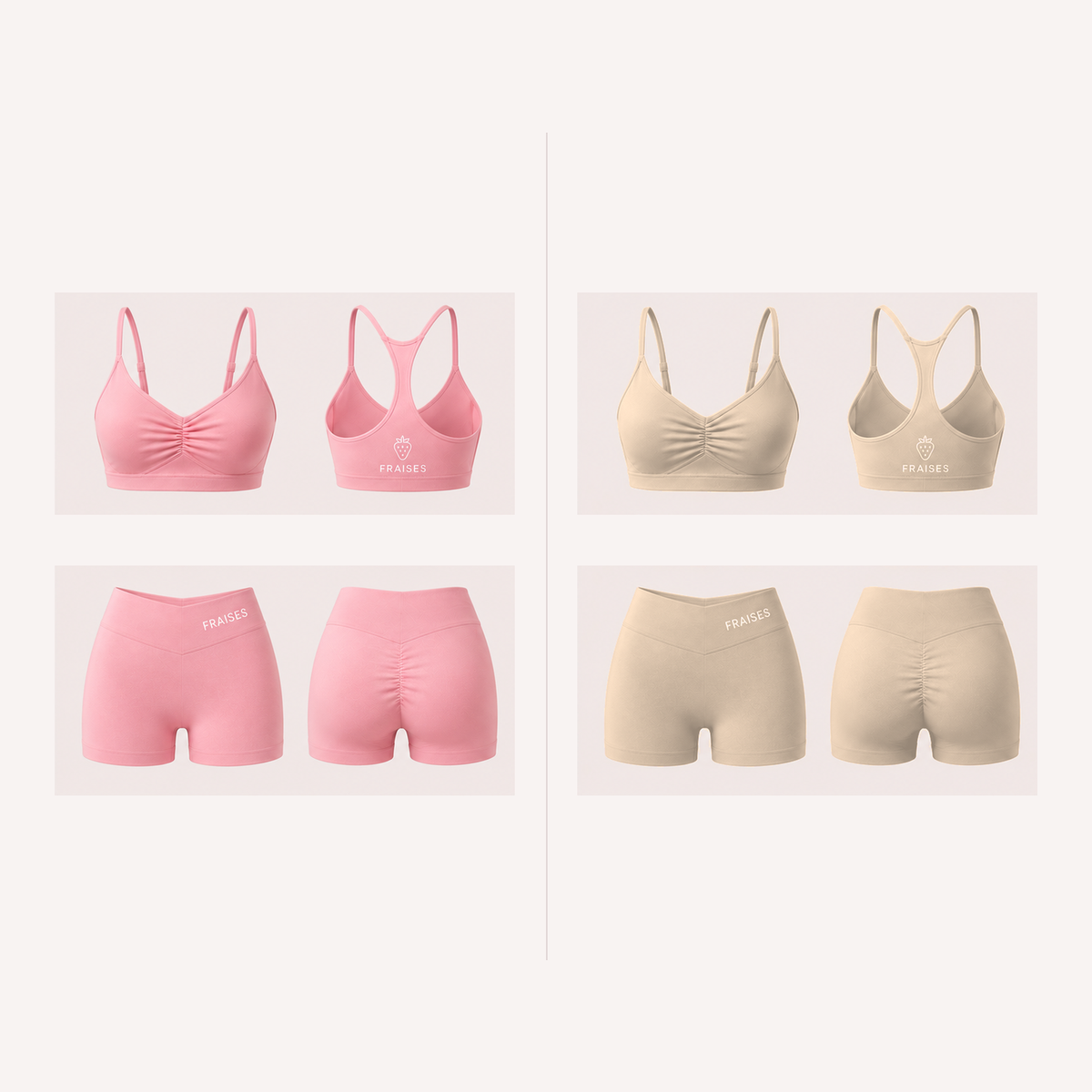 FRAISES Duo Set in Strawberry Shortcake Pink and Beige