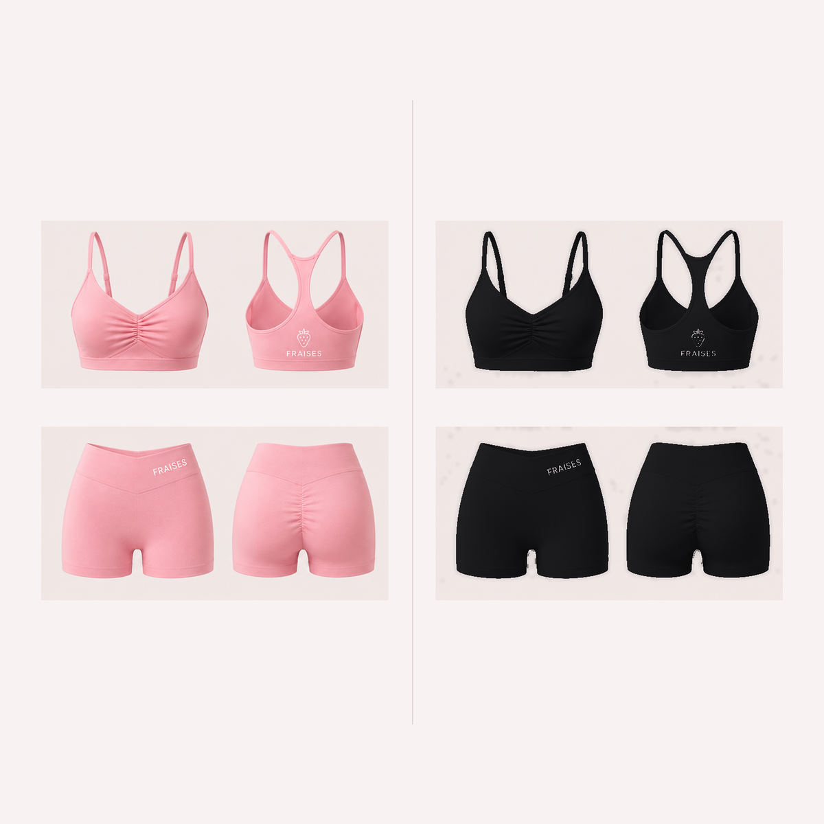 FRAISES Duo Set in Strawberry Shortcake Pink and Black