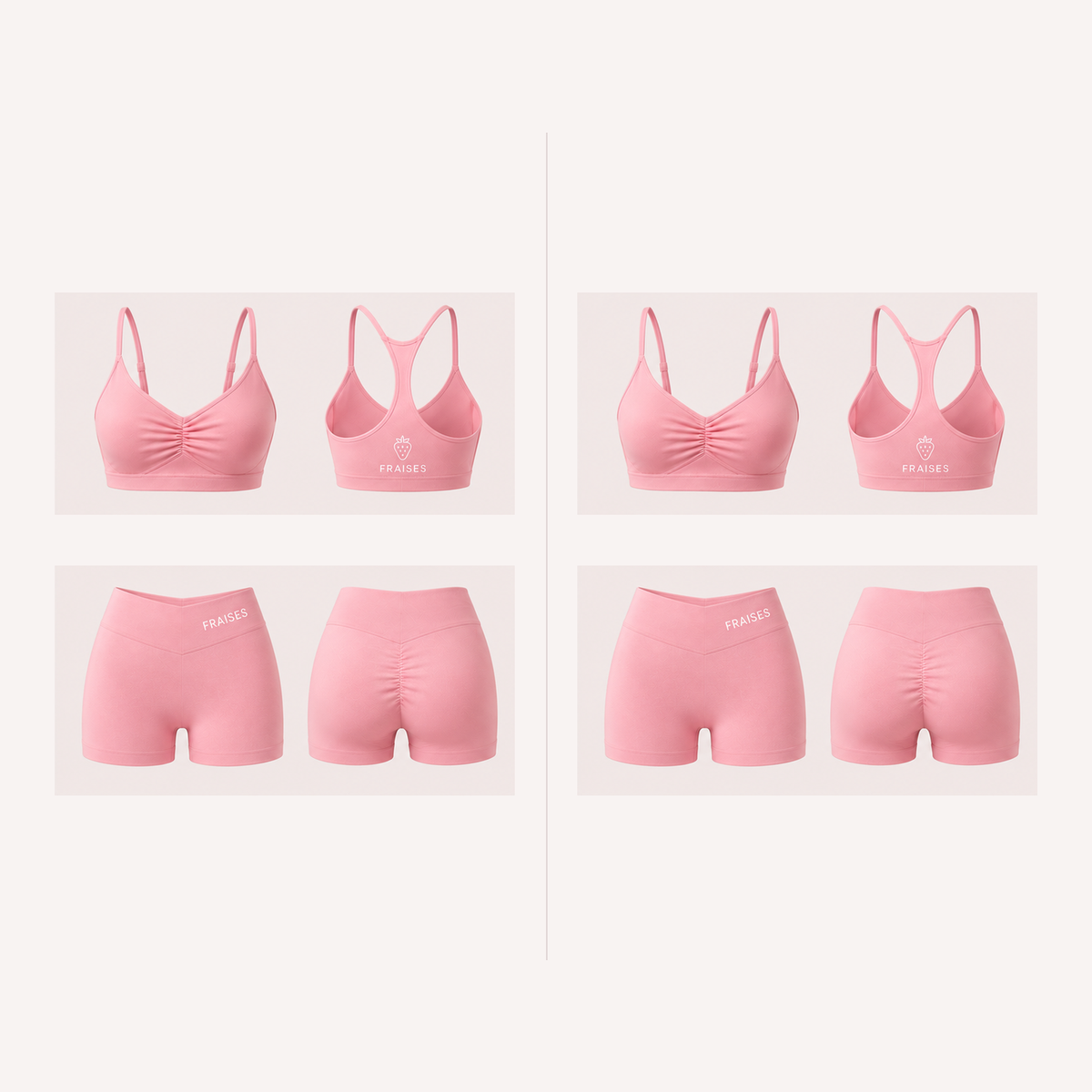 FRAISES Duo Set in Strawberry Shortcake Pink and Strawberry Shortcake Pink