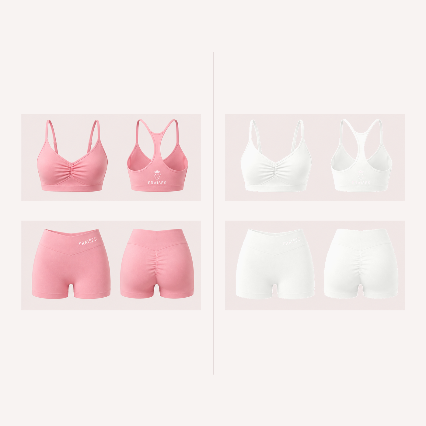 FRAISES Duo Set in Strawberry Shortcake Pink and White