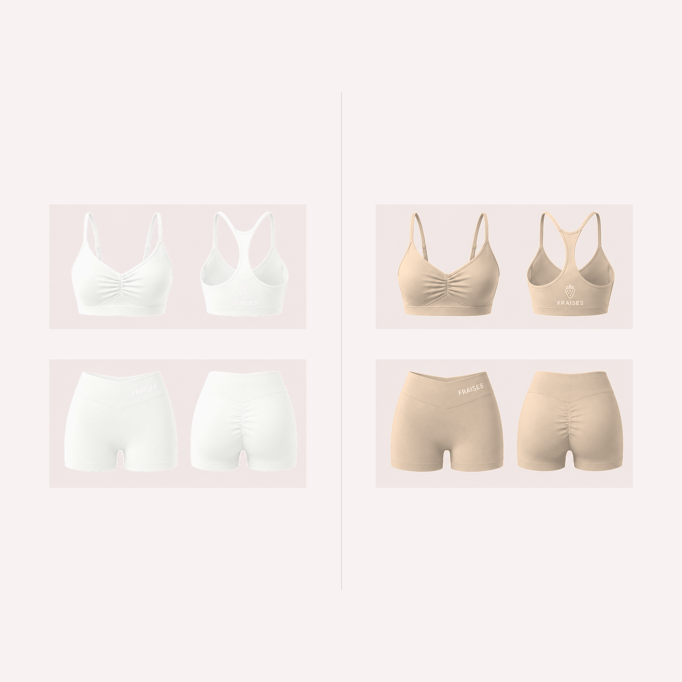 FRAISES Duo Set in White and Beige