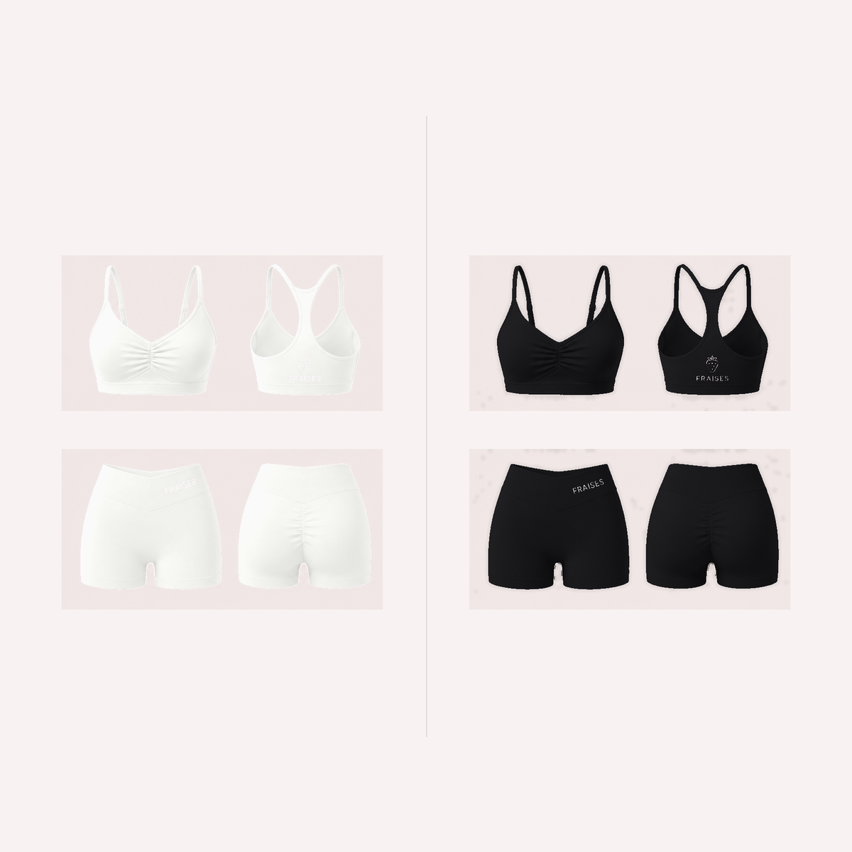 FRAISES Duo Set in White and Black