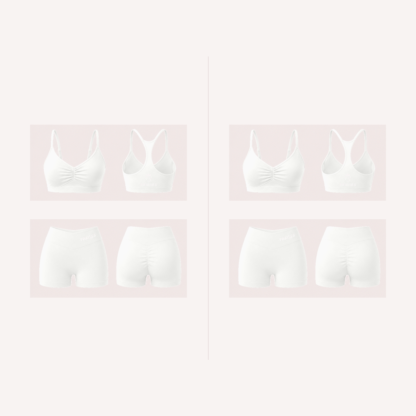FRAISES Duo Set in White and White