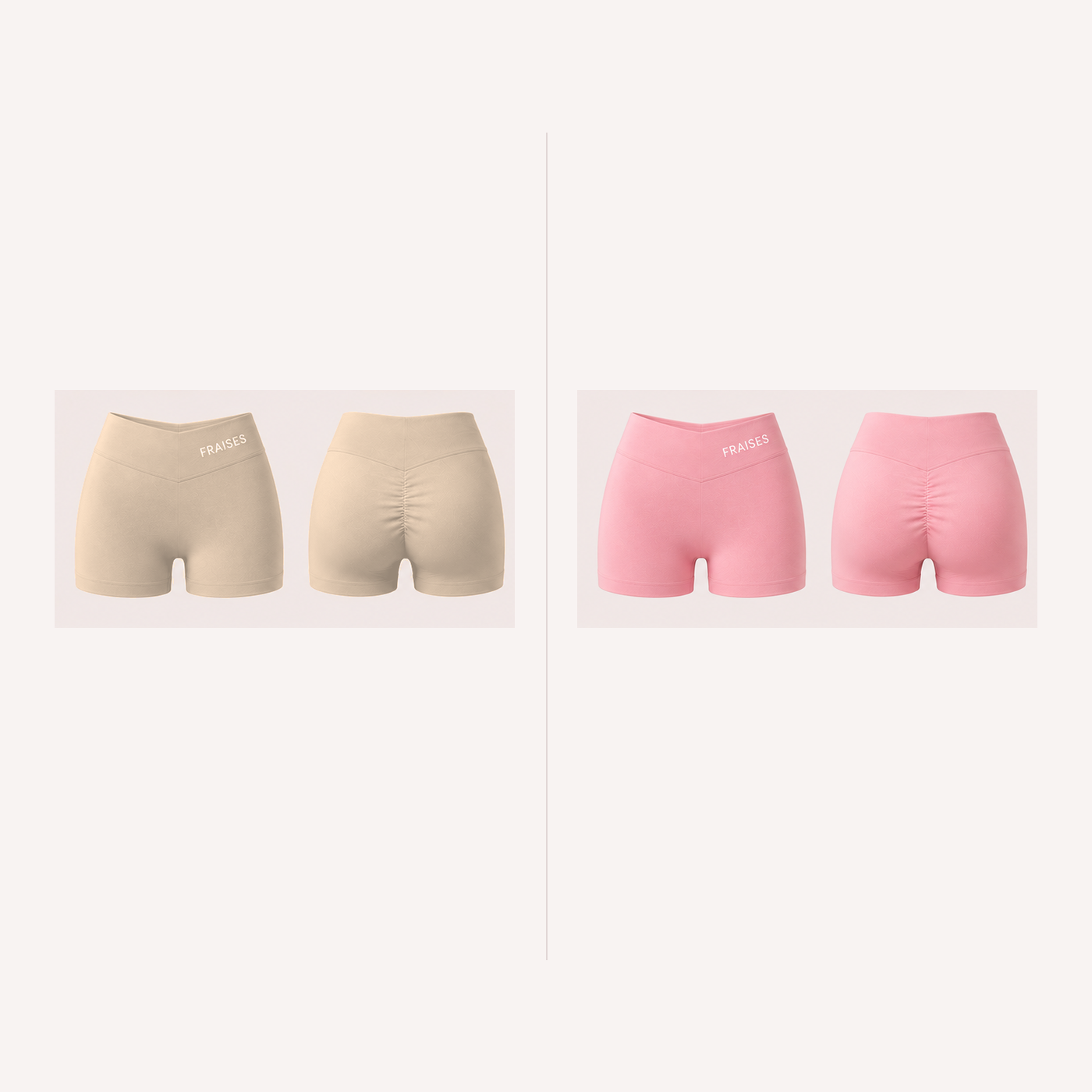 FRAISES Shorts Duo in Beige and Strawberry Shortcake Pink