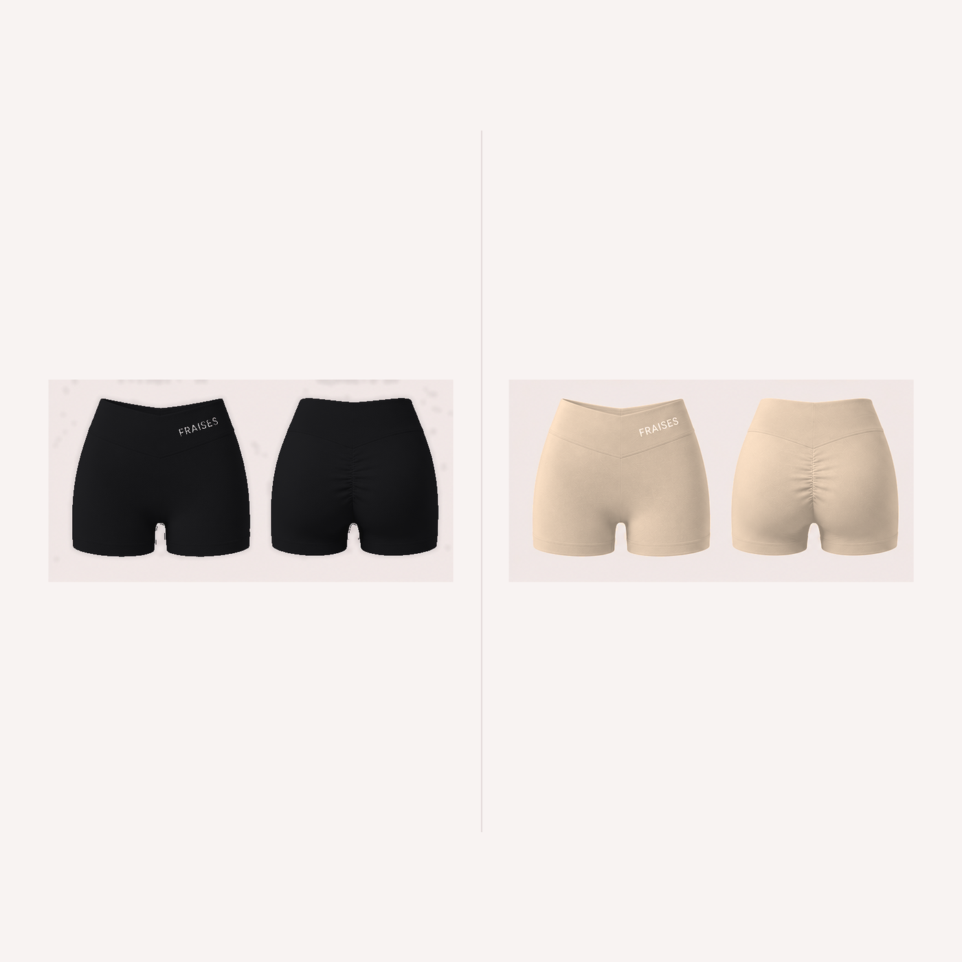FRAISES Shorts Duo in Black and Beige