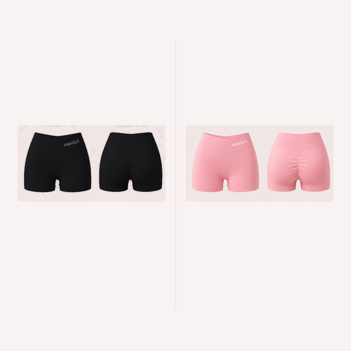 FRAISES Shorts Duo in Black and Strawberry Shortcake Pink