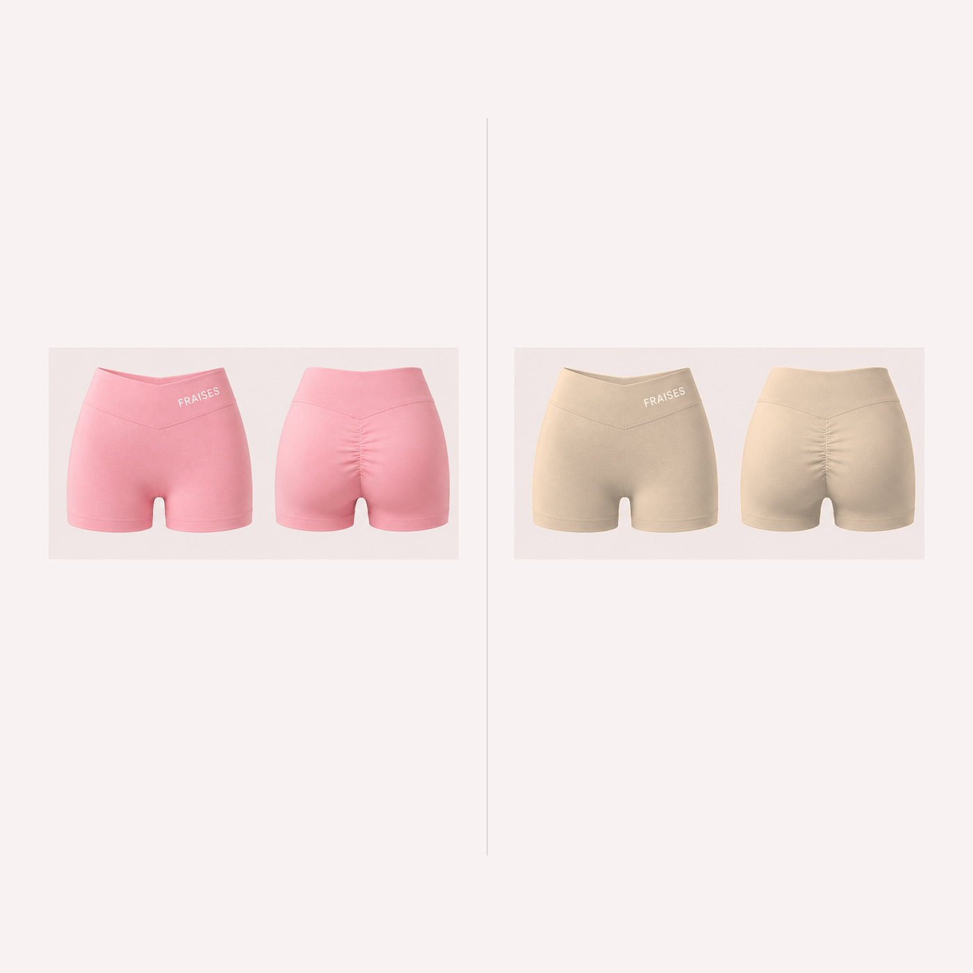 FRAISES Shorts Duo in Strawberry Shortcake Pink and Beige