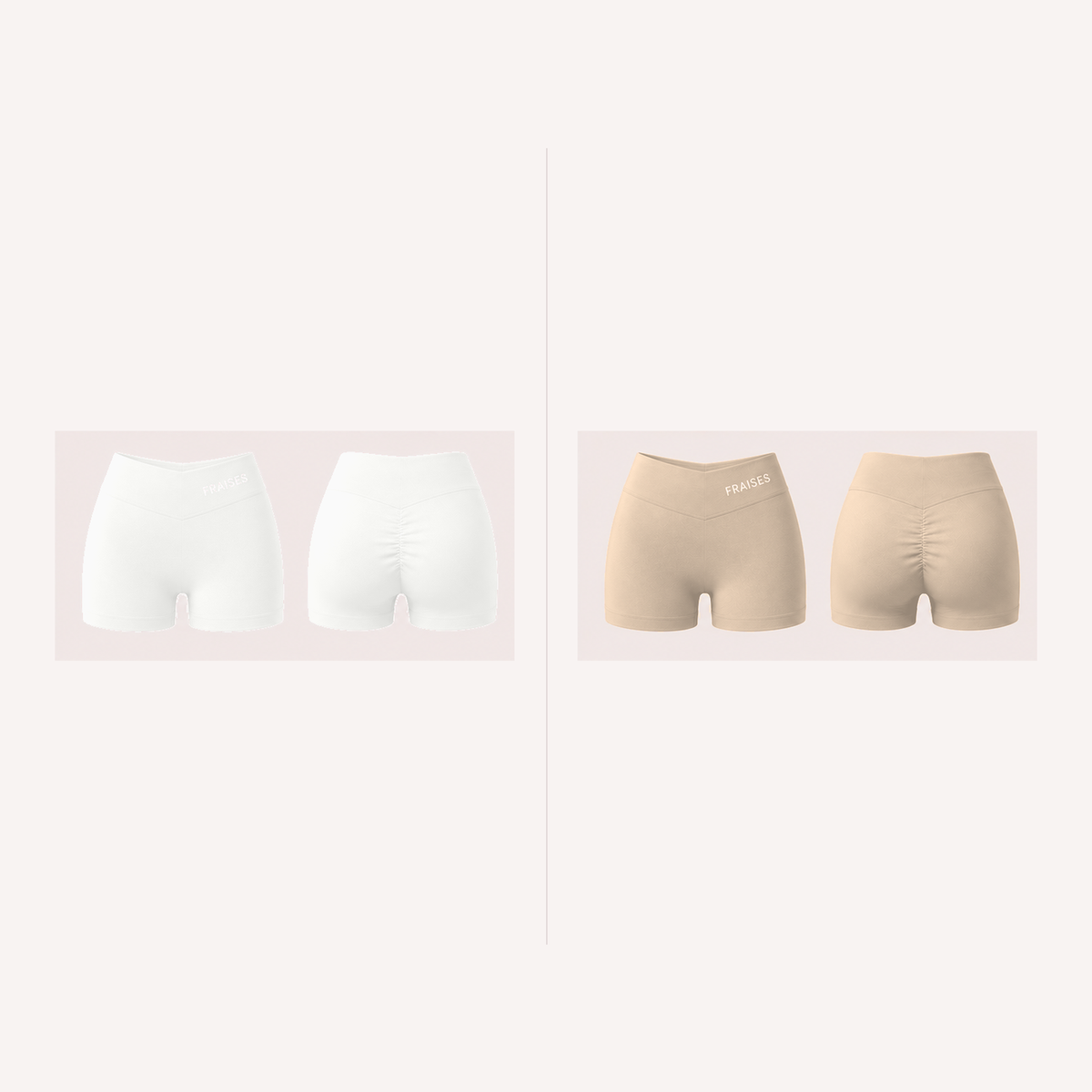 FRAISES Shorts Duo in White and Beige