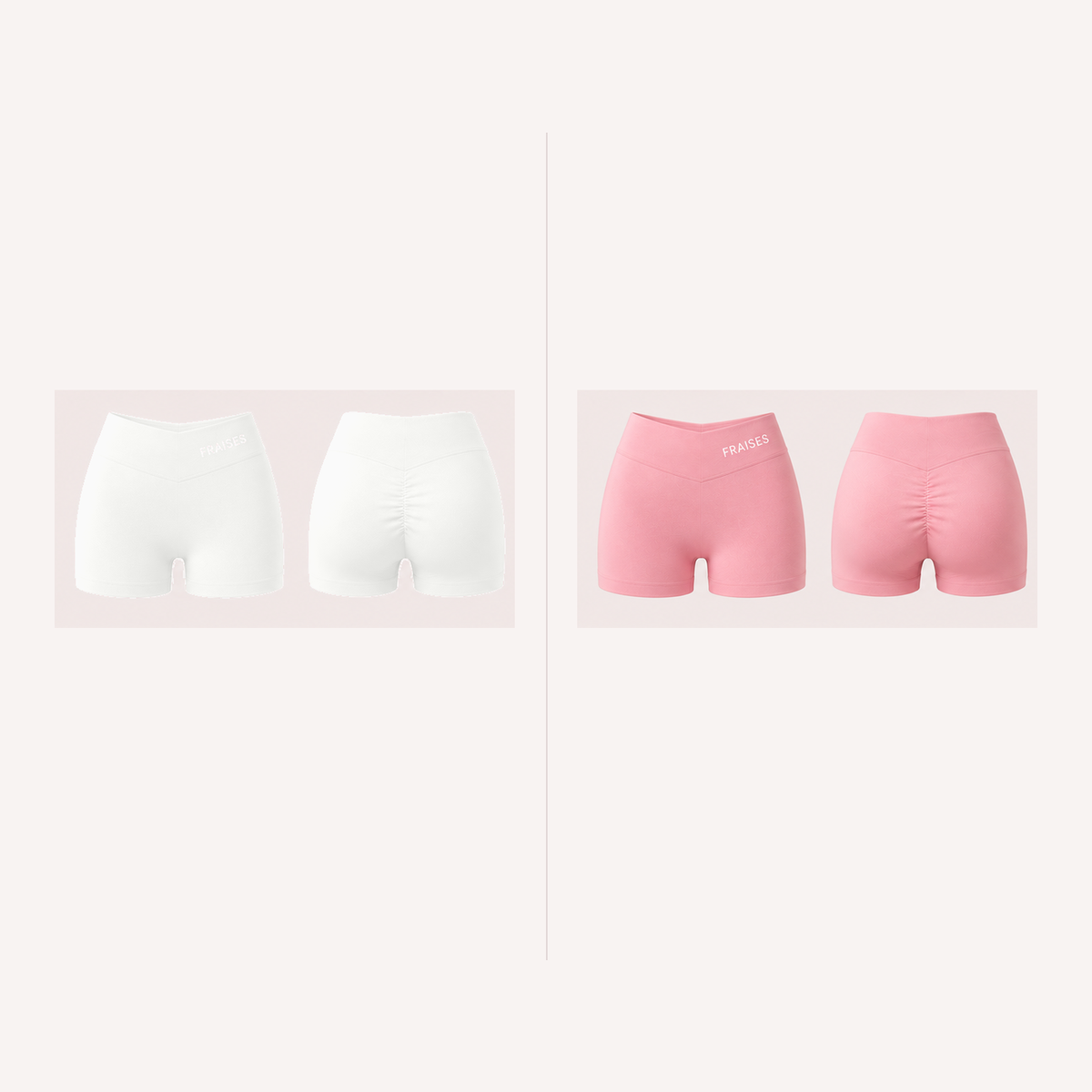 FRAISES Shorts Duo in White and Strawberry Shortcake Pink