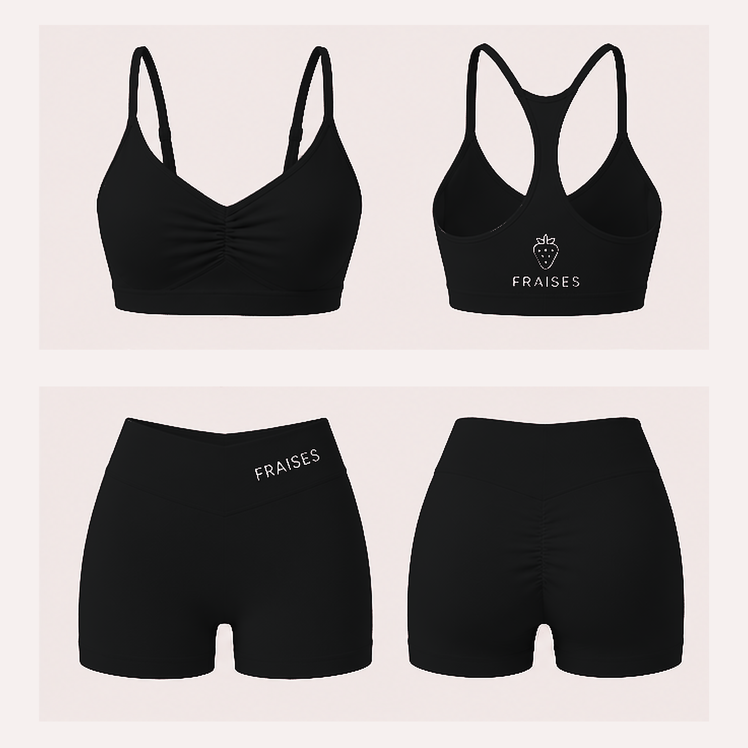 FRAISES Signature Set in Black, high resolution with complete strawberry logo